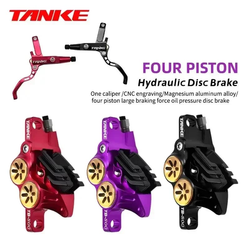 Freno a disco idraulico TANKE MTB a 4 pistoncini 900/1700mm, pastiglia freno a 4 pistoncini in resina, pressione dell'olio AM DH per MTB da strada, freno a disco ultraleggero