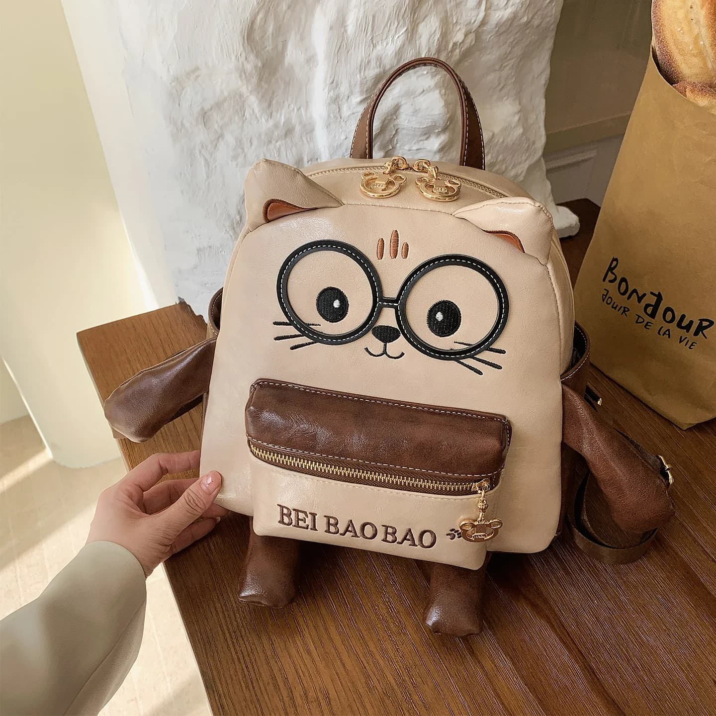 Zaini da donna con simpatici animali 3D a cartone animato e orecchie, borsa scolastica piccola casual per ragazze, nuovi accessori moda per abbigliamento quotidiano e outdoor