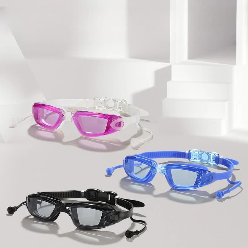 Occhialini da nuoto per adulti, occhialini da nuoto unisex con tappi per le orecchie, attrezzatura professionale