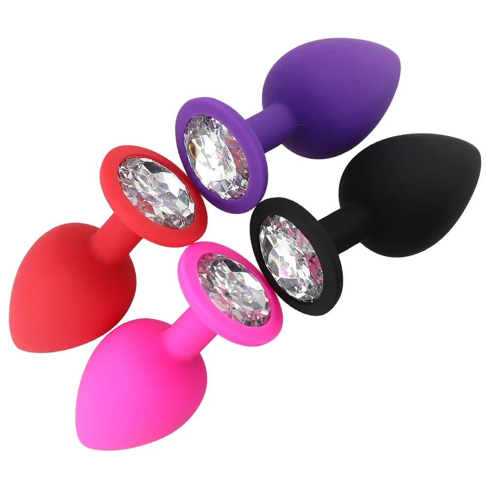 3PCS Diamante Anal ButtPlug G-spot stimolatore vestibolare Masturbatore Giocattolo adulto del sesso Sesso gay Silicone Giocattolo del sesso anale Bead Anal Opener