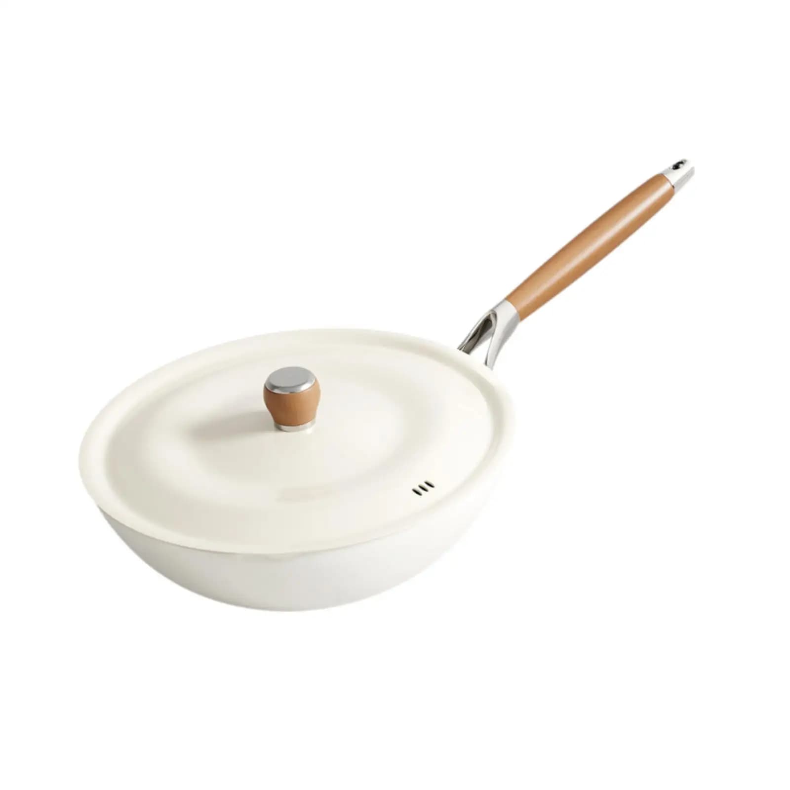 Stir Fry Pan 28cm with Lid Versatile Smooth Surface Flat Bottom Fry Pan for Electric Boiling All Cooktops Induction Gas Stoves
