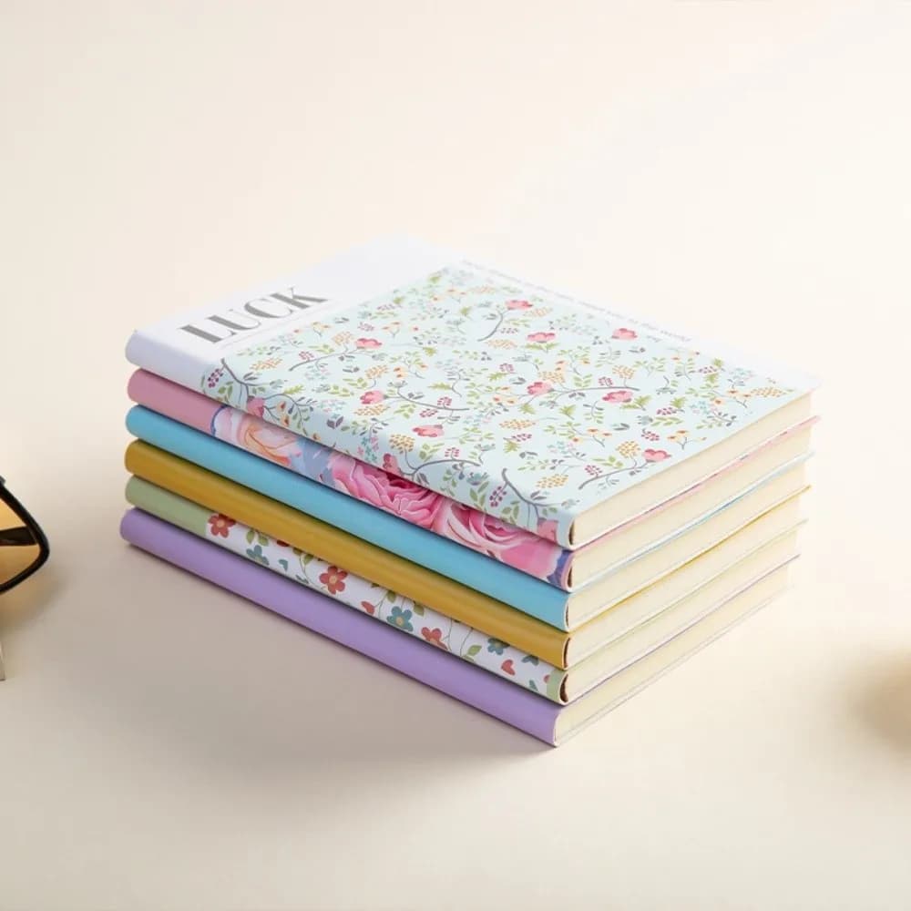 Cute Floral Flower Notebook Thickened Stationary Office Journal Diary Notepad PU Leather Portable Class lined NoteBook Travel