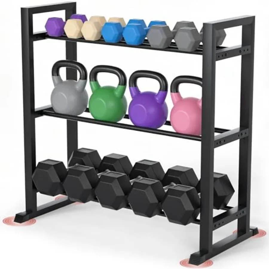 Porta Manubri a 2 o 3 Livelli per Palestra Domestica, Supporto Regolabile per Pesi da 300LB a 450LB, Solo Porta Manubri o Rack per Pesi