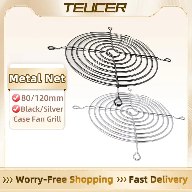 TEUCER 5 PCS 80mm/120mm Silver Cooling Fan Grill Metal Finger Guard Protector For Case Fans