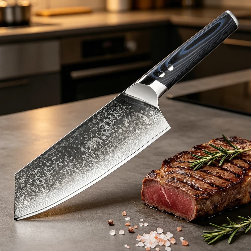 XITUO Damascus Steel Cleaver Knife 7“ Sharp Kitchen Butcher Knives for Chopper Meat,Vegetables,Chooping Knives with G10 Handle