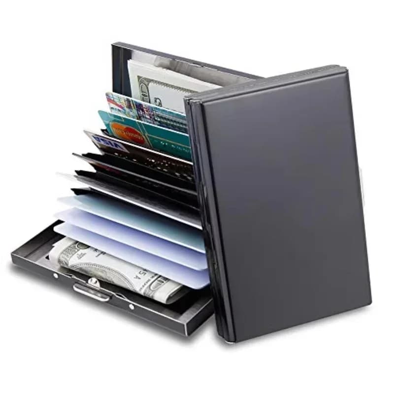 1PC 6-slot business card holder, RFID credit card holder, stainless steel ID card holder, ultra-thin metal wallet