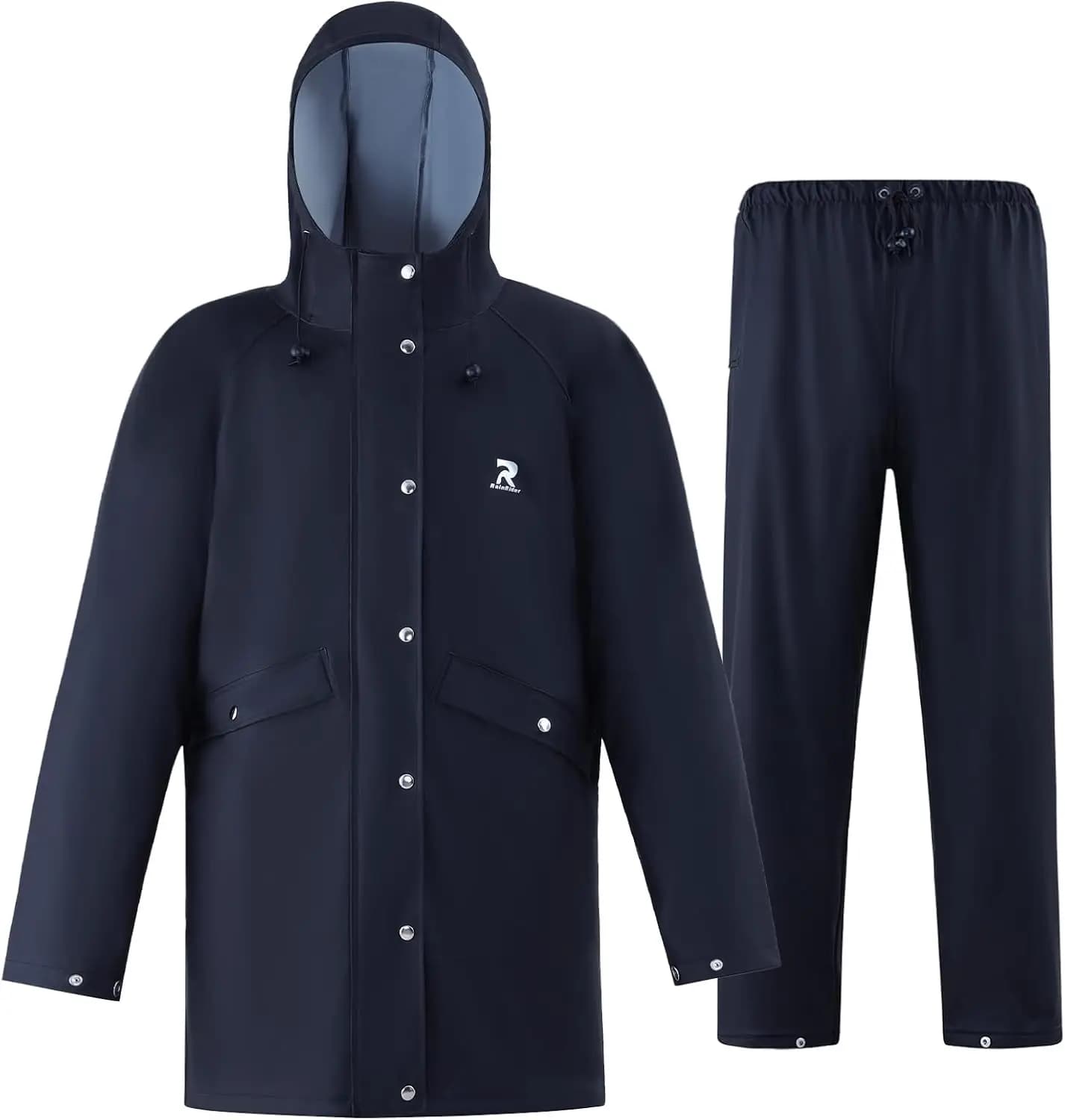 Completo Impermeabile Resistente per Uomo e Donna, Set Giacca Lunga e Pantaloni