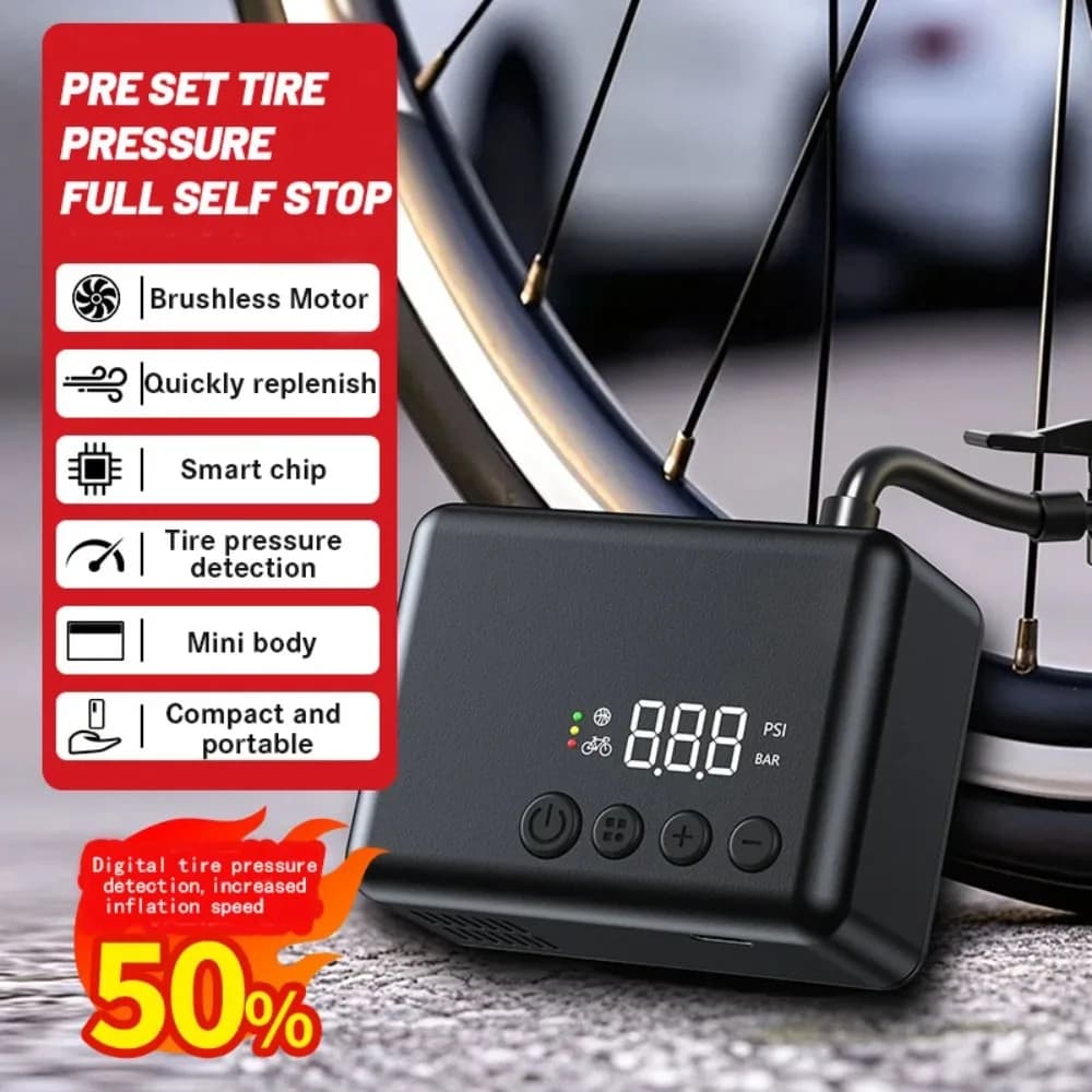 Mini Pompa Gonfiabile Veloce 150PSI Portatile con Arresto Automatico per Bici da Strada, Mountain Bike, E-Bike, Moto, Palloni