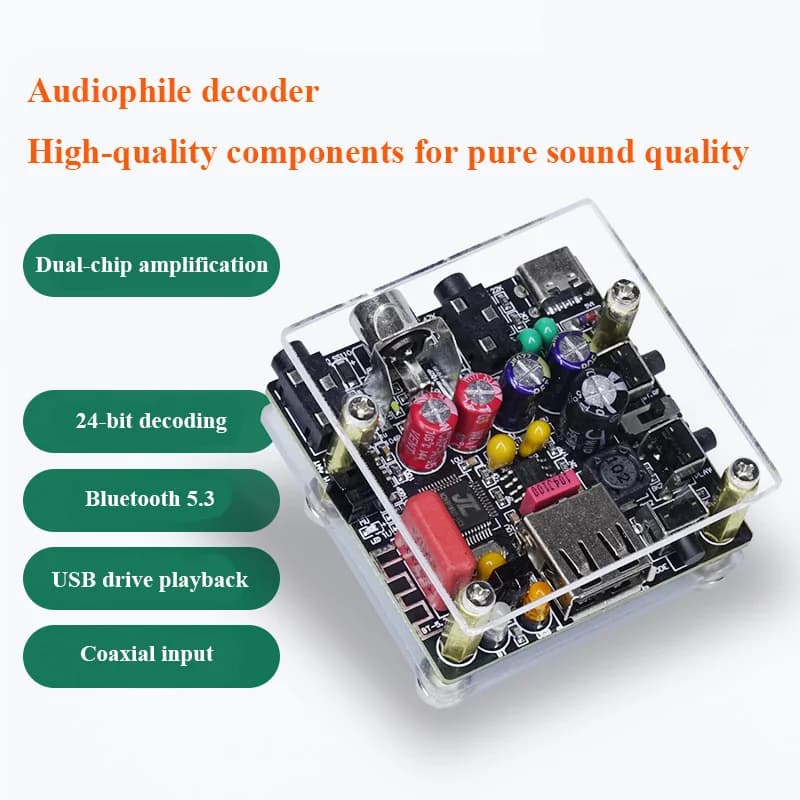 Decodificatore audio multifunzionale con TDA2822 + 6931 Doppio chip HIFI Bluetooth 5.3 Chiavetta USB Riproduzione Decodifica 24 bit 48KHz