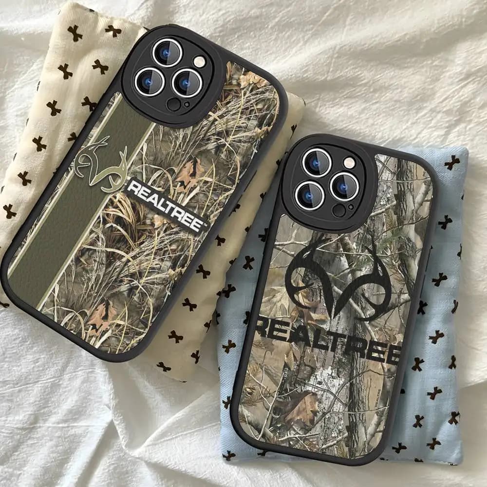 R-Realtrees Real Tree Custodia per telefono in pelle dura per IPhone 16 15 14 13 12 Mini 11 14 Pro Max Xs X Xr 7 8 Plus Fundas