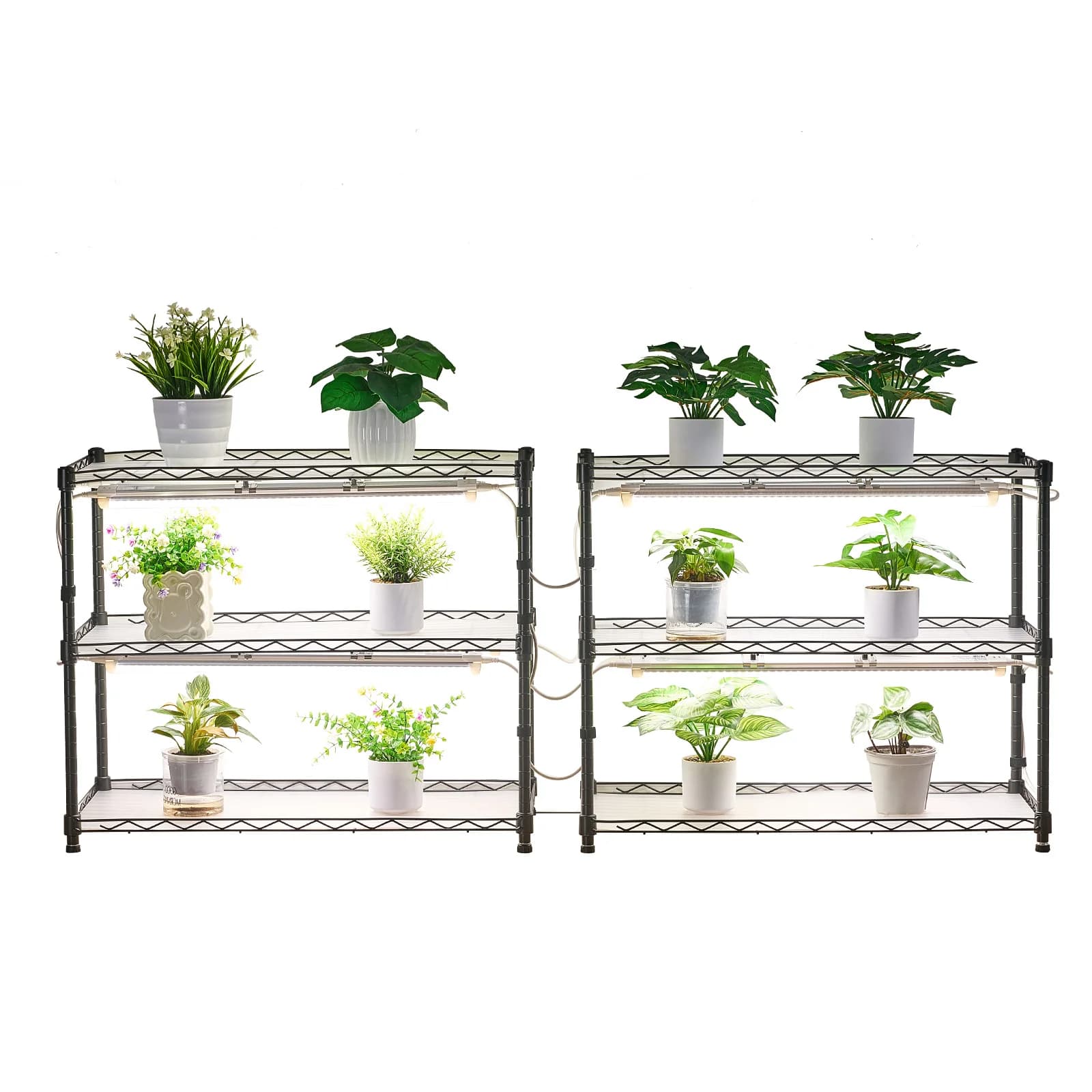 SucceBuy Scaffale Portapiante Fai-da-te con Luci per Coltivazione, Supporto per Piante da Interno Resistente, Espositore per Piante, Porta Vasi per Fiori, per la Germinazione dei Semi