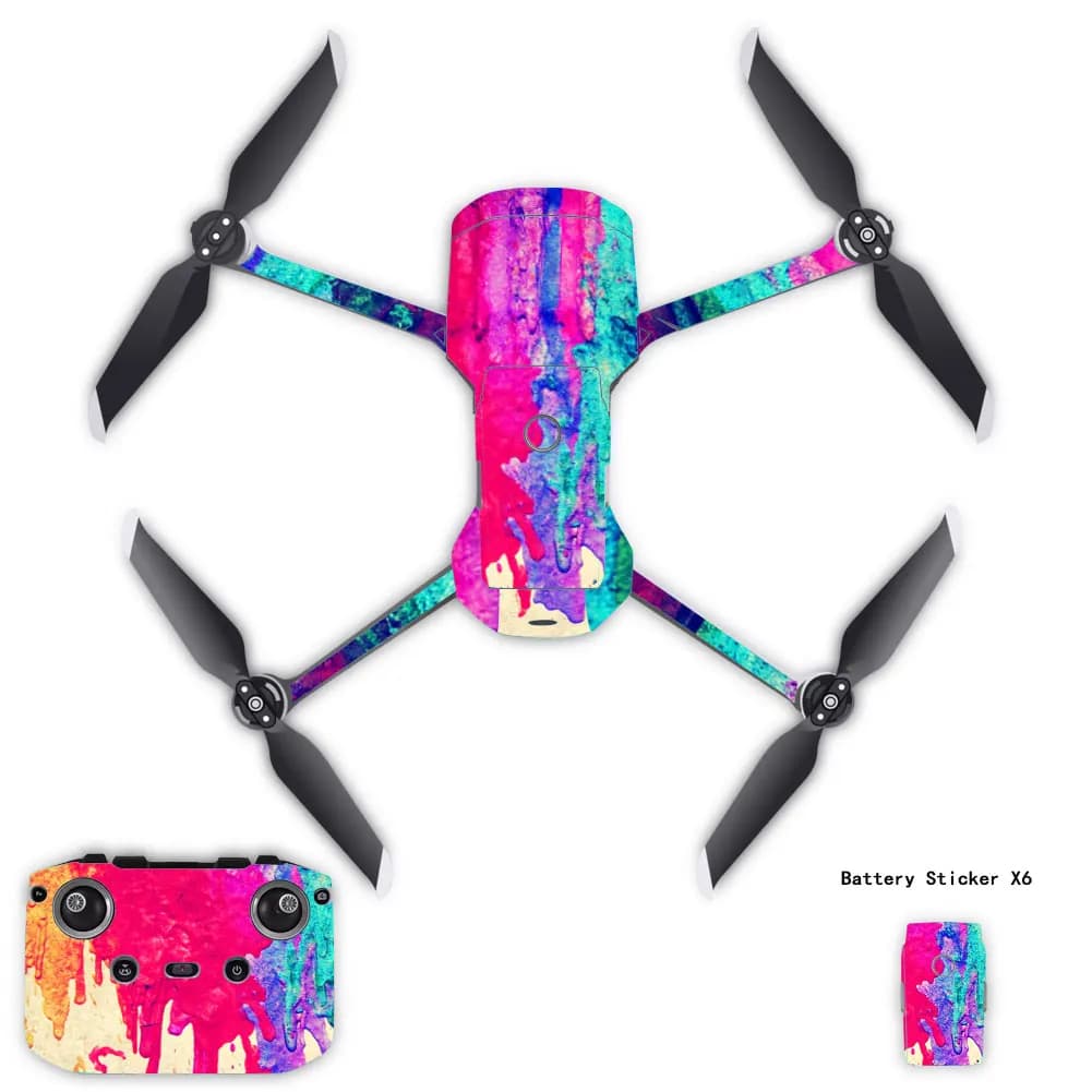 Adesivi in PVC decalcomanie della pelle impermeabili per DJI Mavic Air 2 Decal Skin Sticker Drone Body + RC + 3 set di protezioni per pellicola di protezione della batteria