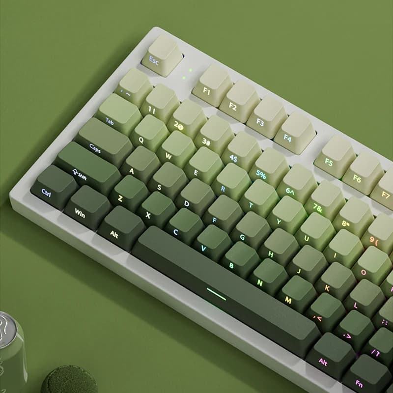 135 tasti Cherry Profilo Copritasti uva verde Stampa laterale Shine attraverso copritasti Copritasti PBT doppio scatto per tastiera da gioco MX Switch
