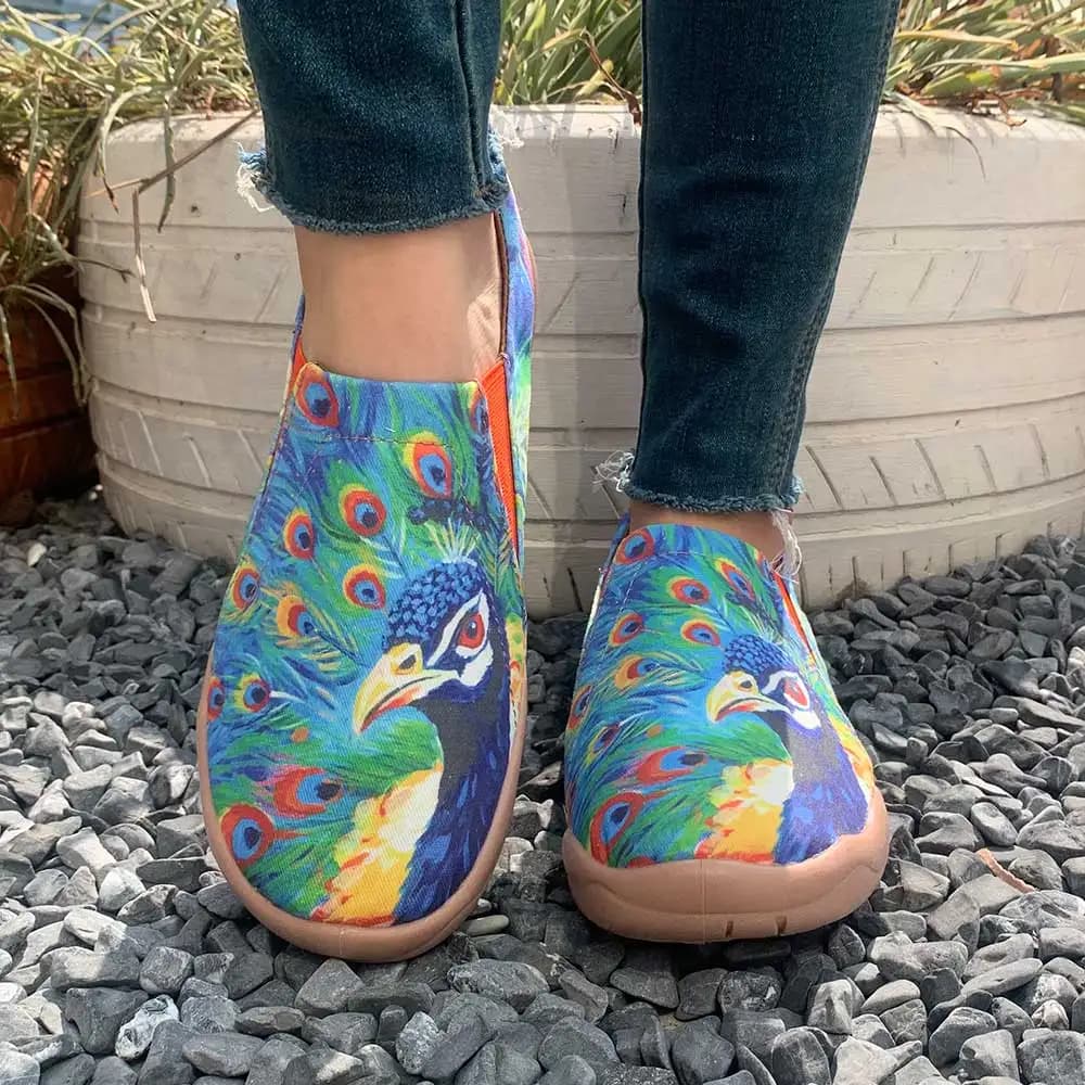 Scarpe casual da donna con stampa pavone animale alla moda di nuova moda primaverile, scarpe da donna di grandi dimensioni leggere e traspiranti con suola morbida, comode e poco profonde, scarpe da passeggio, scarpe da trekking, scarpe da corsa, scarpe da trekking.