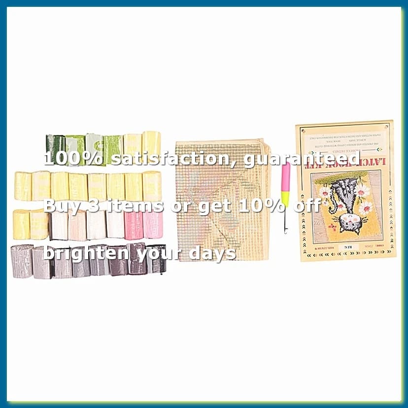 Latch Hook Rug Kits DIY Crochet Yarn Rugs Hooking Craft Kit with Color Preprinted Pattern Design for Adults Kids (Cat)