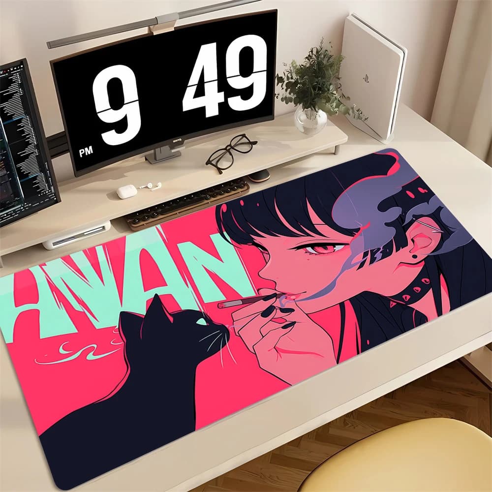 Tappetino per Mouse Anime Rosso, Accessori per Gaming PC, Mousepad per Computer, Tappetino da Scrivania XXL per Gamer, Tappetino Veloce per Esports