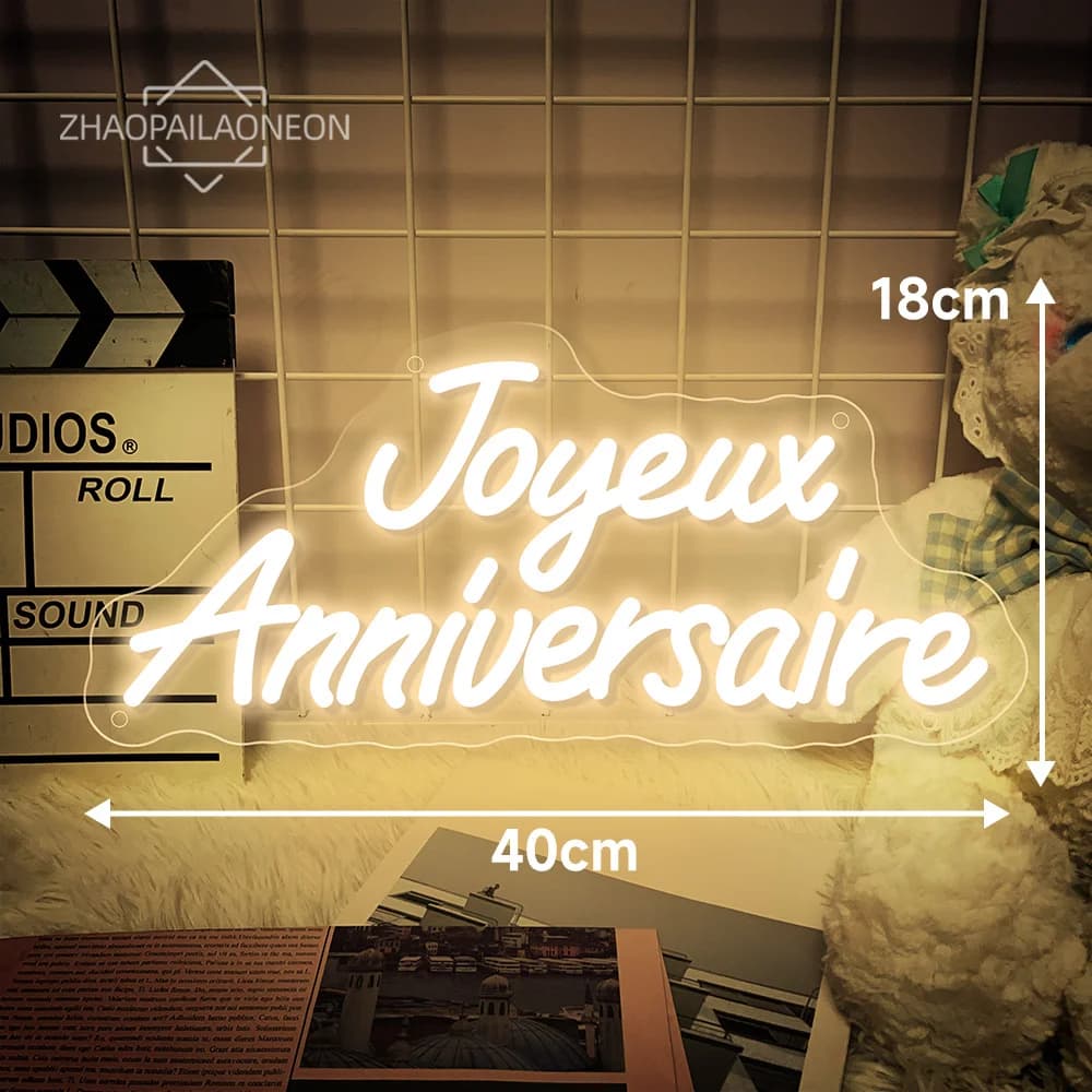 Joyeux Anniversaire Neon LED Sign buon compleanno luci al Neon per la decorazione della festa di compleanno decorazioni per la casa appeso a parete regalo per bambini USB