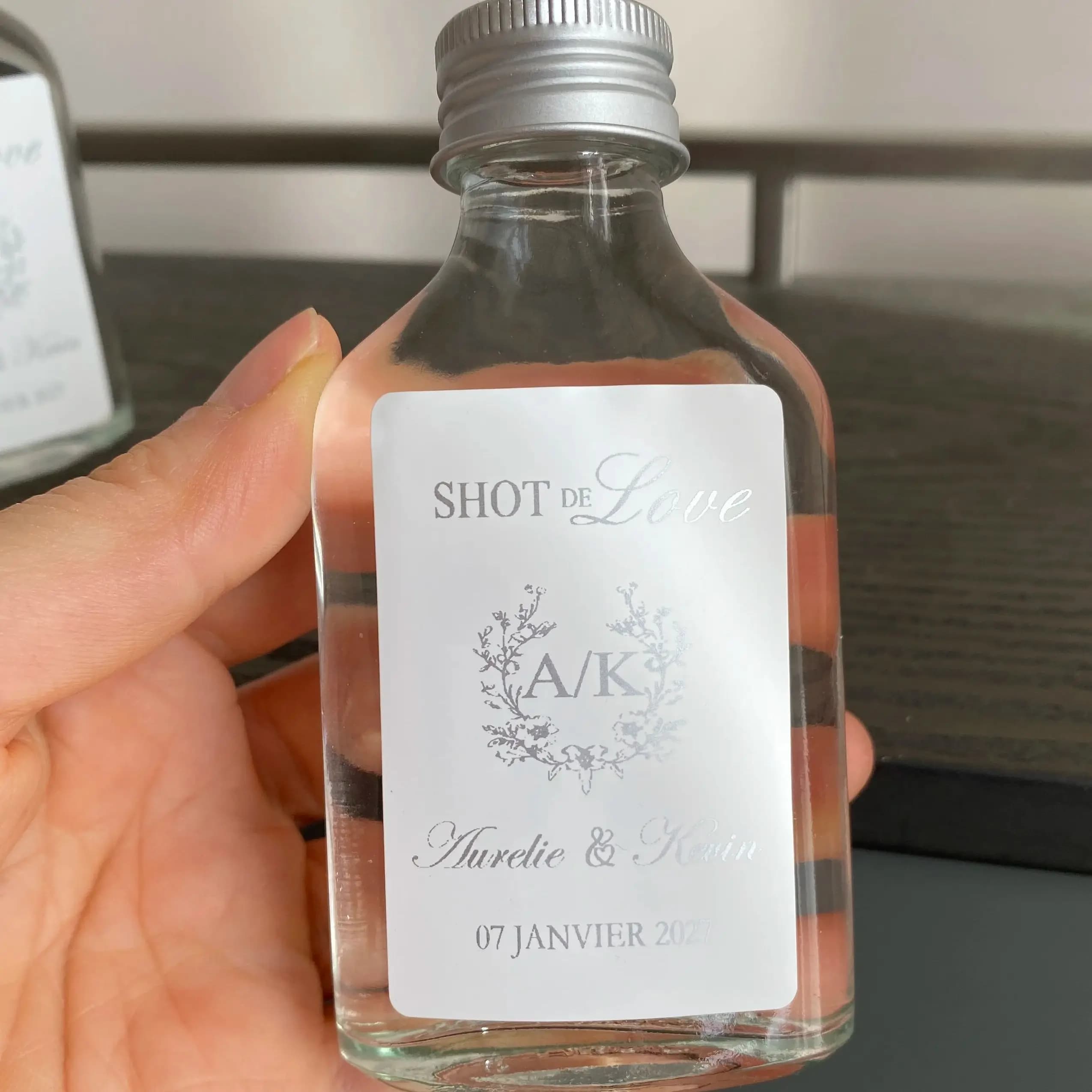 Matrimonio Zamzam Adesivi per bottiglie d'acqua Marrige Shot of Love Etichetta in francese etichetta acqua personalizzata Zam Zamzam stick personalizzato