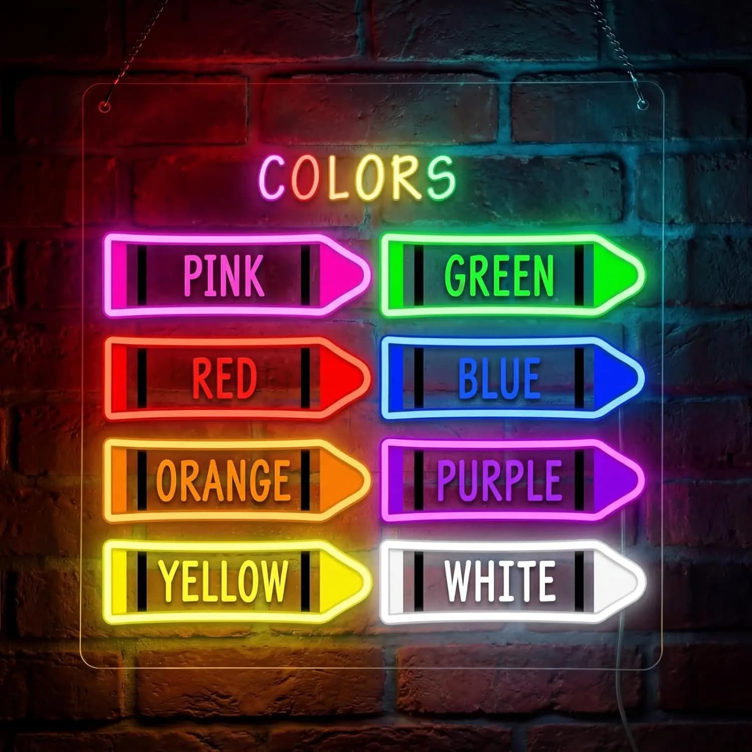 Insegna Luminosa a LED a Forma di Pastello, Alimentata Tramite USB, per Aula, Sala Giochi, Asilo, Stanza dei Bambini, Camera da Letto, Decorazione Estetica, Regalo