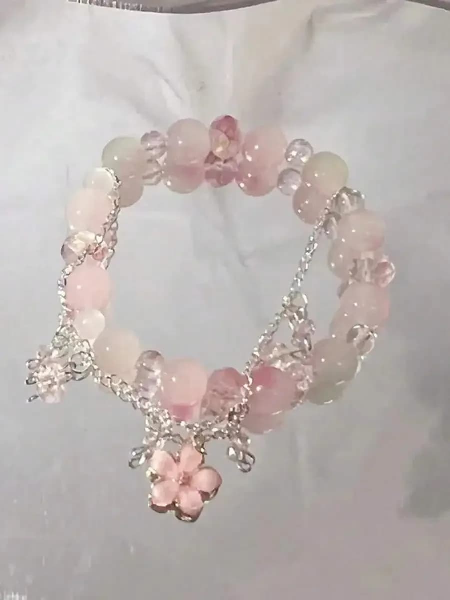 Sweet Mori Style Cherry Blossom Charm Bracelet For Women