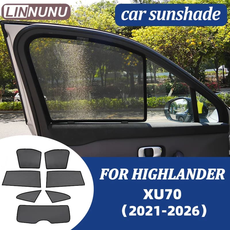 LINNUNU For Toyota Highlander XU70 21-2026 Car sunshade Magnetic Curtain Window Mesh Sun Shade UV Protection Privacy accessories