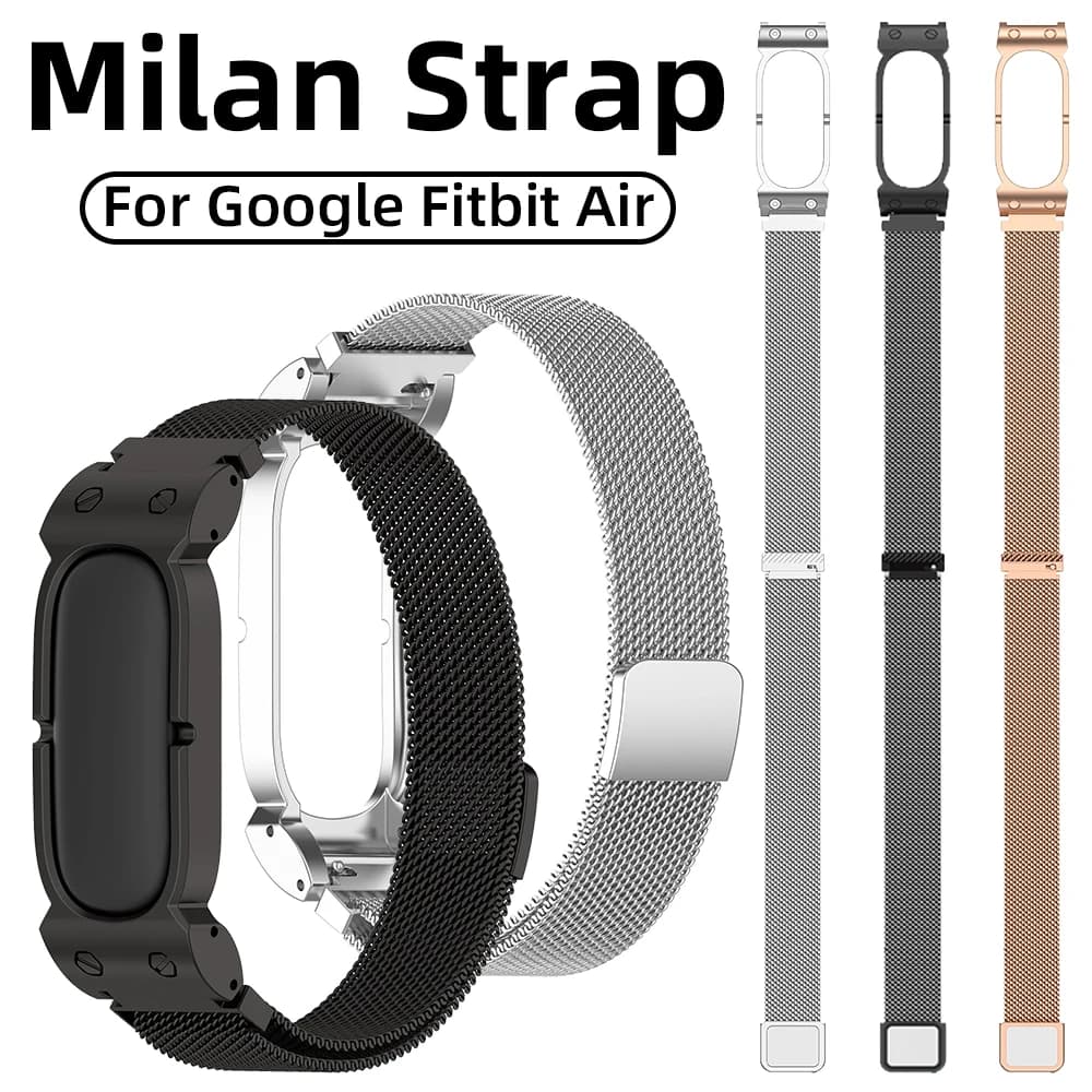 Milanese Watch Band For Fitbit Air Stainless Steel Mesh Strap Replacement Magnetic Bracelet Metal Wristband Men Women