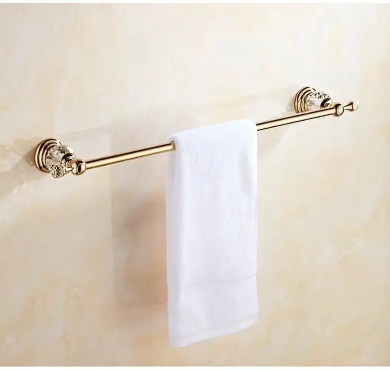 Bathroom Accessories Crystal Towel Rack Extendable towel bar Bathroom Hardware 70cm Towel Shelf Gold