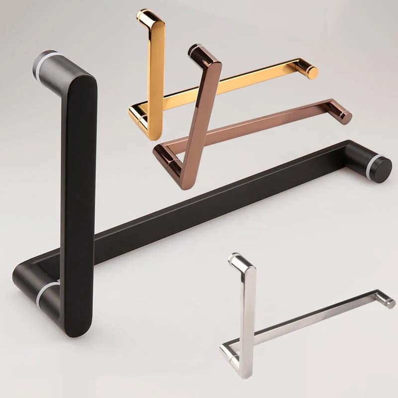Brand New 304 Stainless Steel Shower Door Handles L Shape Bathroom Glass Door Push Pull Handles Towel Bar for 8~12mm Glass