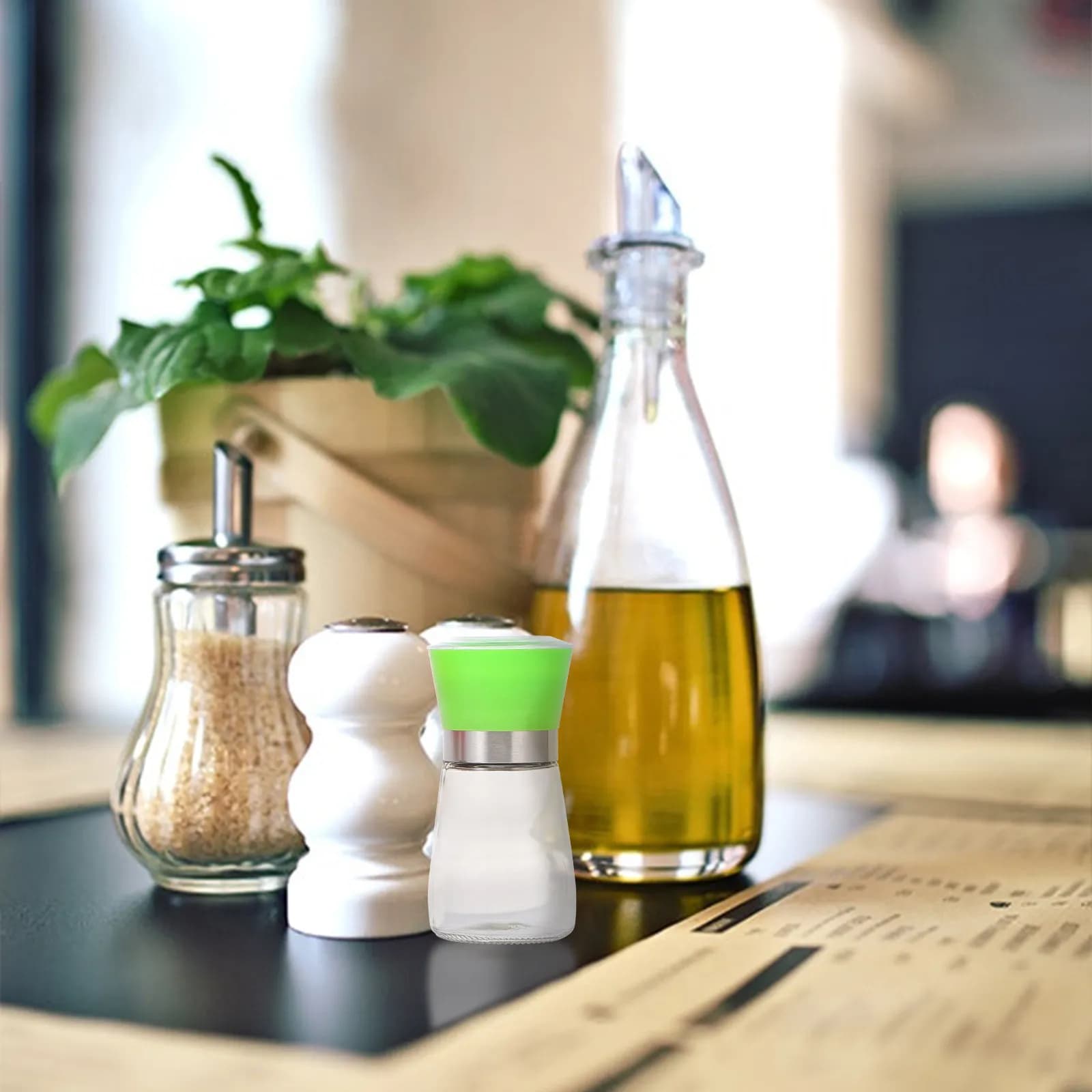 Manual Coffee Grinder Set 4Pcs Glass Salt Pepper Spice Mills Adjustable Ceramic Burr Portable Kitchen
