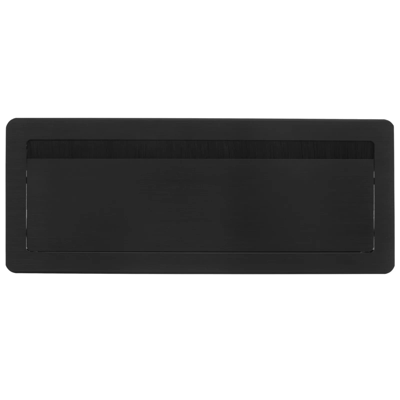 Passacavo in Metallo Nero 120x300mm, Copertura Foro per Organizzazione Cavi da Scrivania, Gestore Cavi Rettangolare, Forniture per Mobili e Studenti