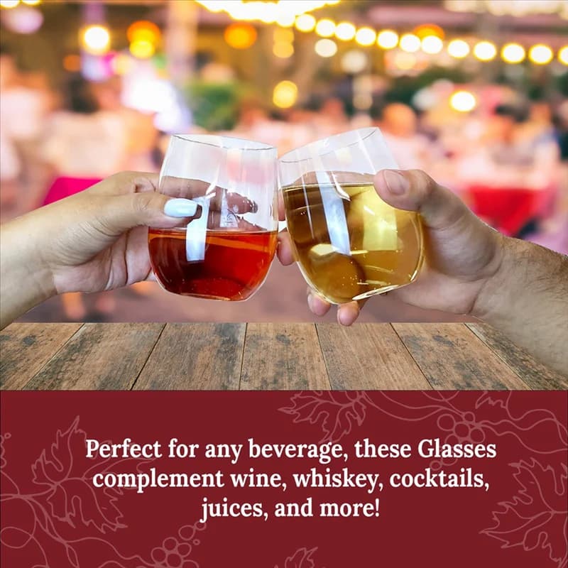 LLCS-20PCS Stemless Plastic Wine Glasses Plastic Champagne Glasses Cocktail Glasses For Parties Wine Cups