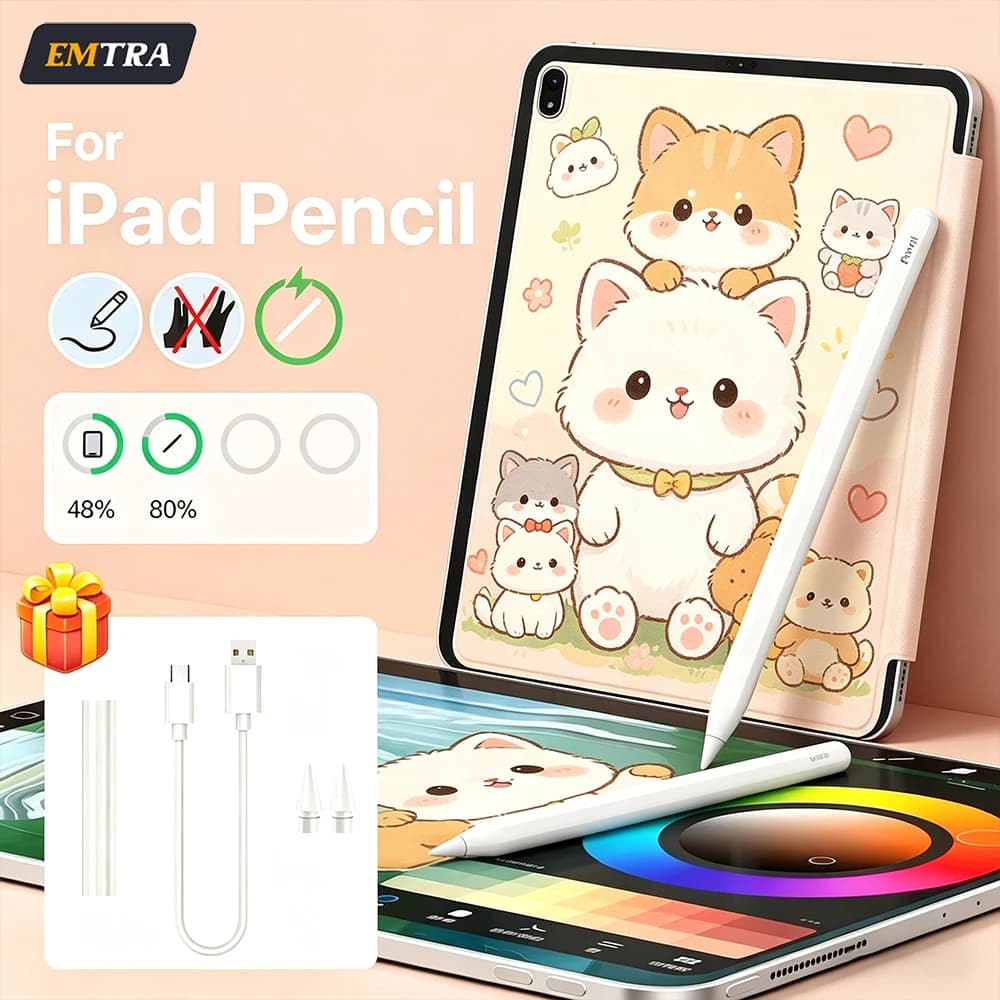 2026 Per Apple Pencil 1 2, Penna Stilo con Ricarica Magnetica e Rilevamento del Palmo, Accessori per iPad Air/Pro/Mini 6 7