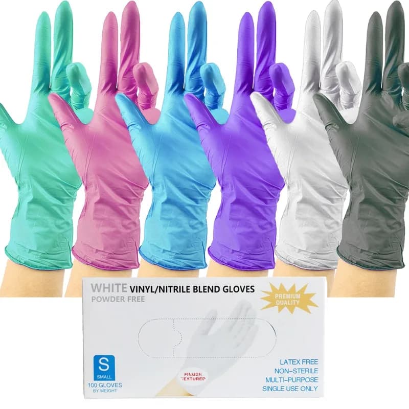Guanti in nitrile multicolore da 100 pezzi per la lavorazione degli alimenti Guanti da cucina per pittura da giardinaggio ad alta elasticità senza polvere