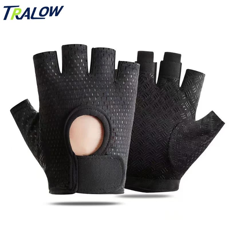 TRALOW 1 Paio di Guanti da Palestra Transpiranti in Silicone Anti-slip, Gloves Half-Sizes Dita per Sollevamento Pesi, per Men e Donne, Cycling, Yoga, Sport