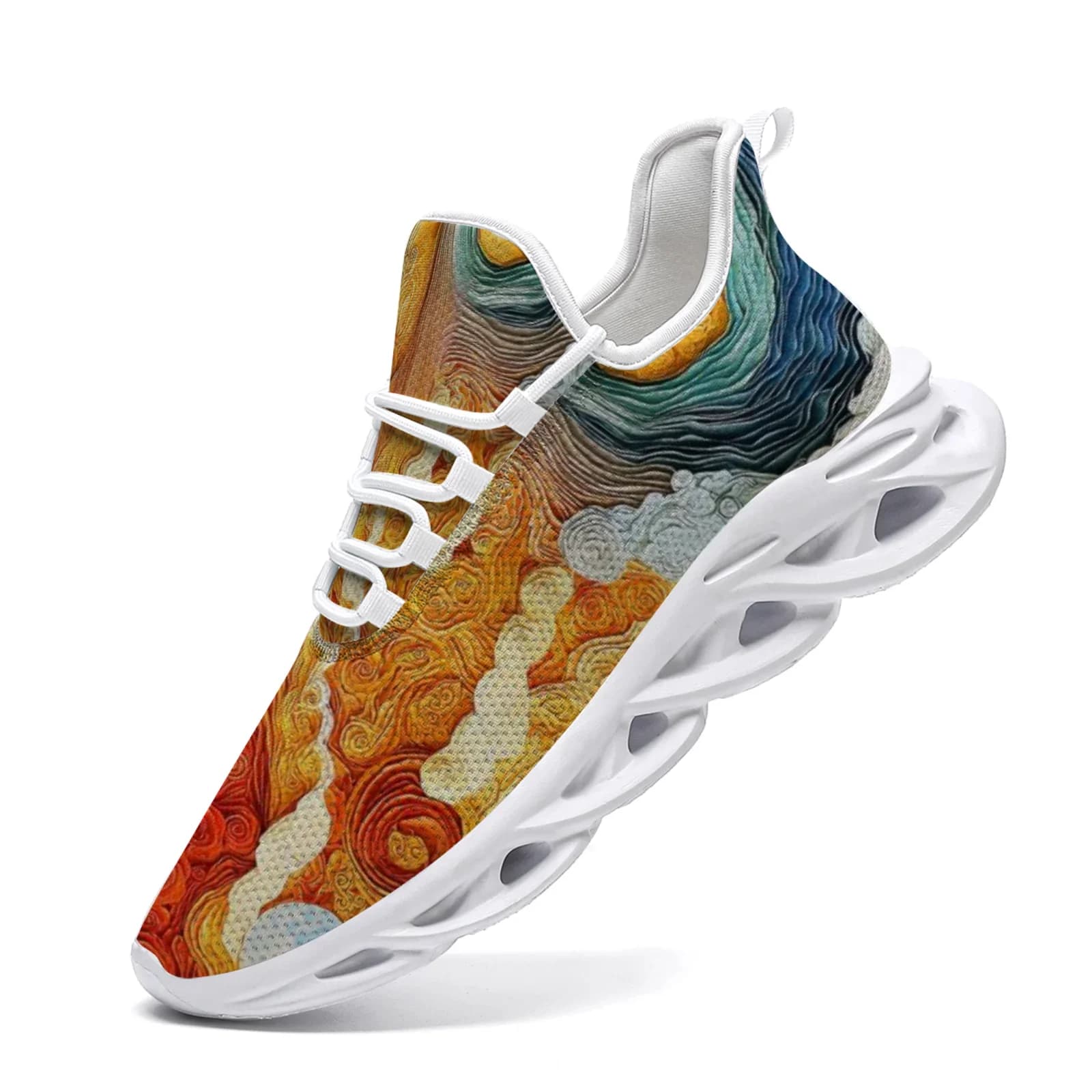 Custom colorful cloud print casual sports shoes for teenagers, lightweight running shoes for men and women, EUR36-48