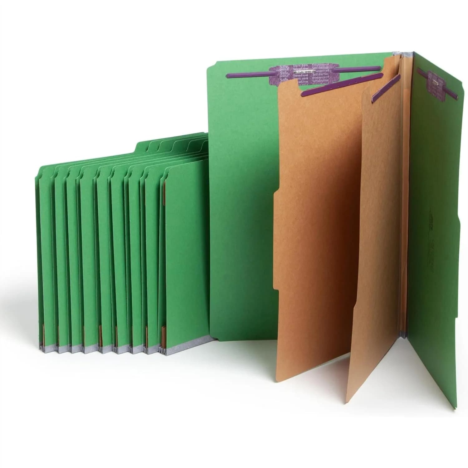 Cartelle Portadocumenti Formato Legale con Chiusure SafeSHIELD, 2 Divisori, Espansione 2 Pollici, Porta Documenti Resistente per Ufficio, Verde, Confezione da 10