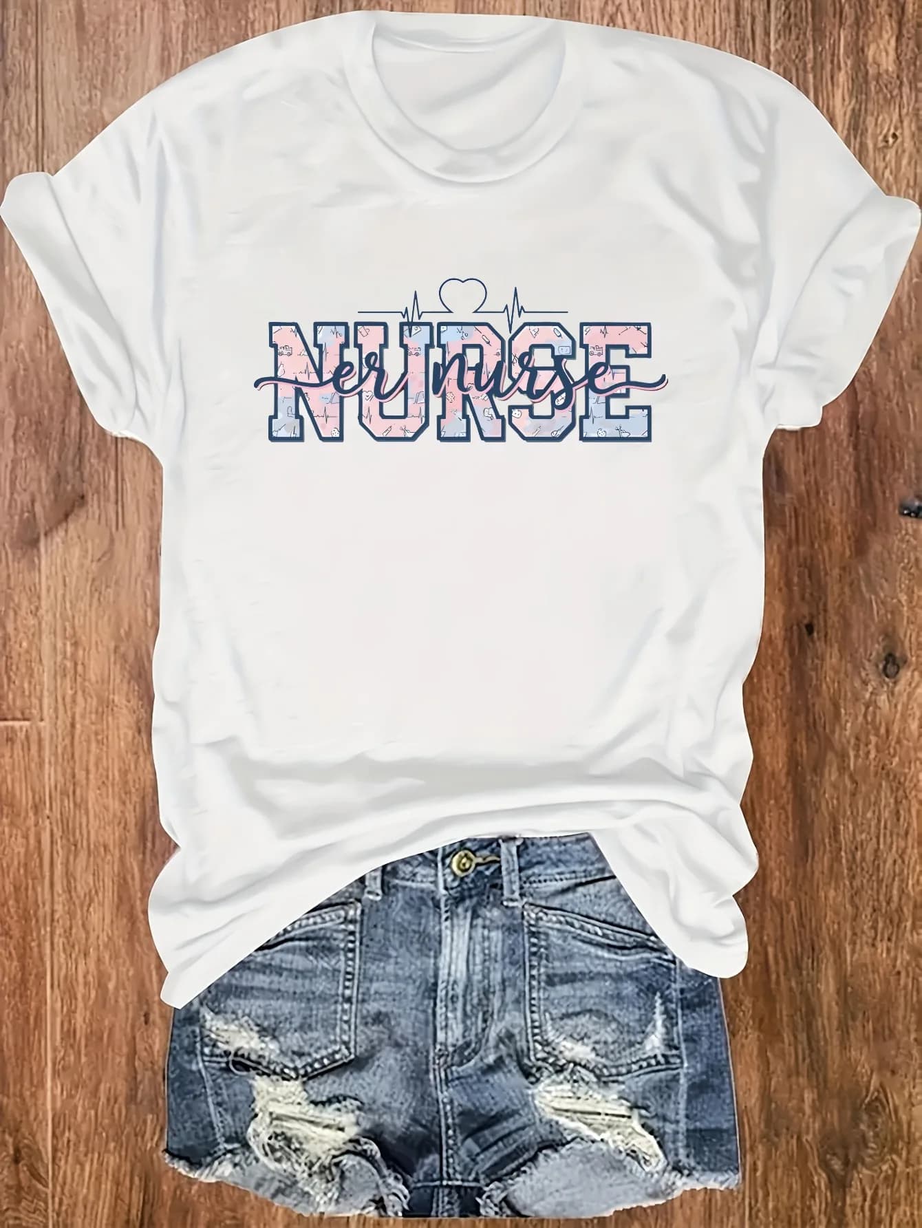 Canotta da donna taglie forti con stampa 'Her Nurse Heart Pulse', adatta per lo sport e l'uso quotidiano, maglietta casual estiva, top estivo alla moda.