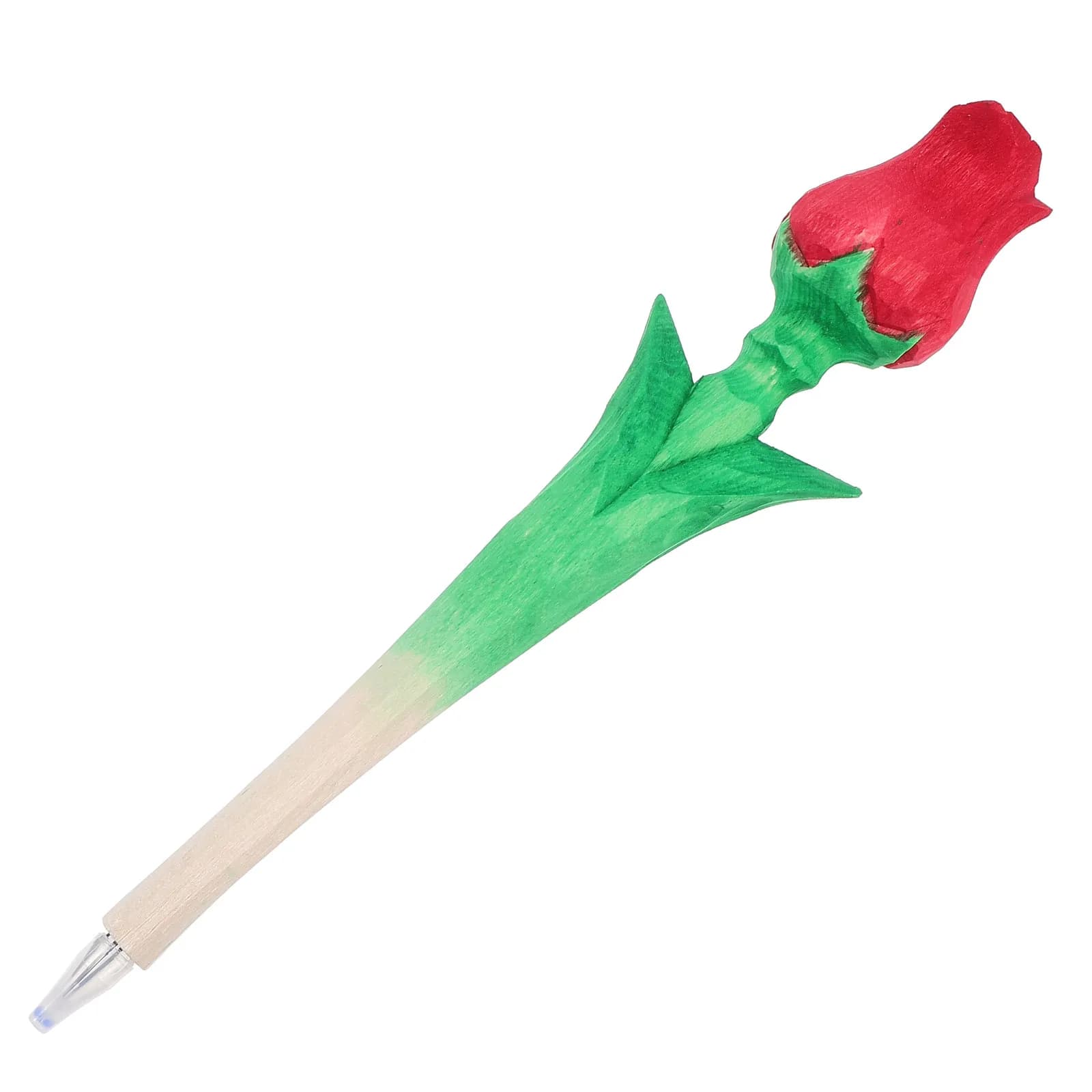 1Pcs Fashion Lovely Wooden Writing Pen with Rose Carving Detail Gel Ink Roller Pen for Sketching Diaries Notes Handmade Cards