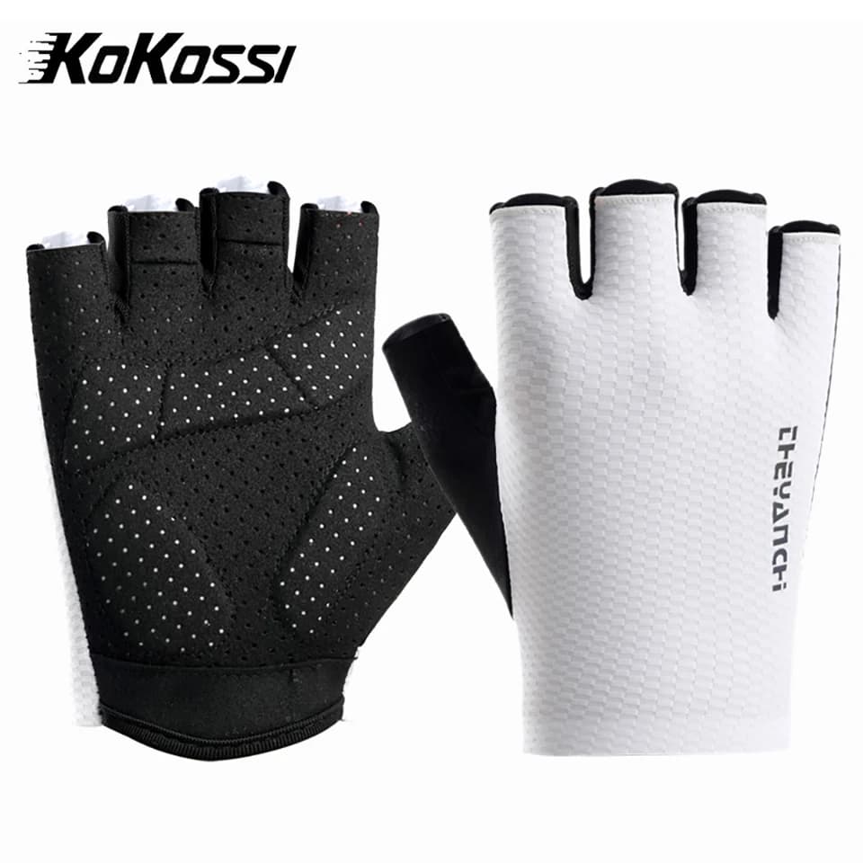 Guanti da ciclismo su strada KoKossi estivi traspiranti, mezze dita, leggeri, antiscivolo, traspiranti, per MTB, antiurto, unisex
