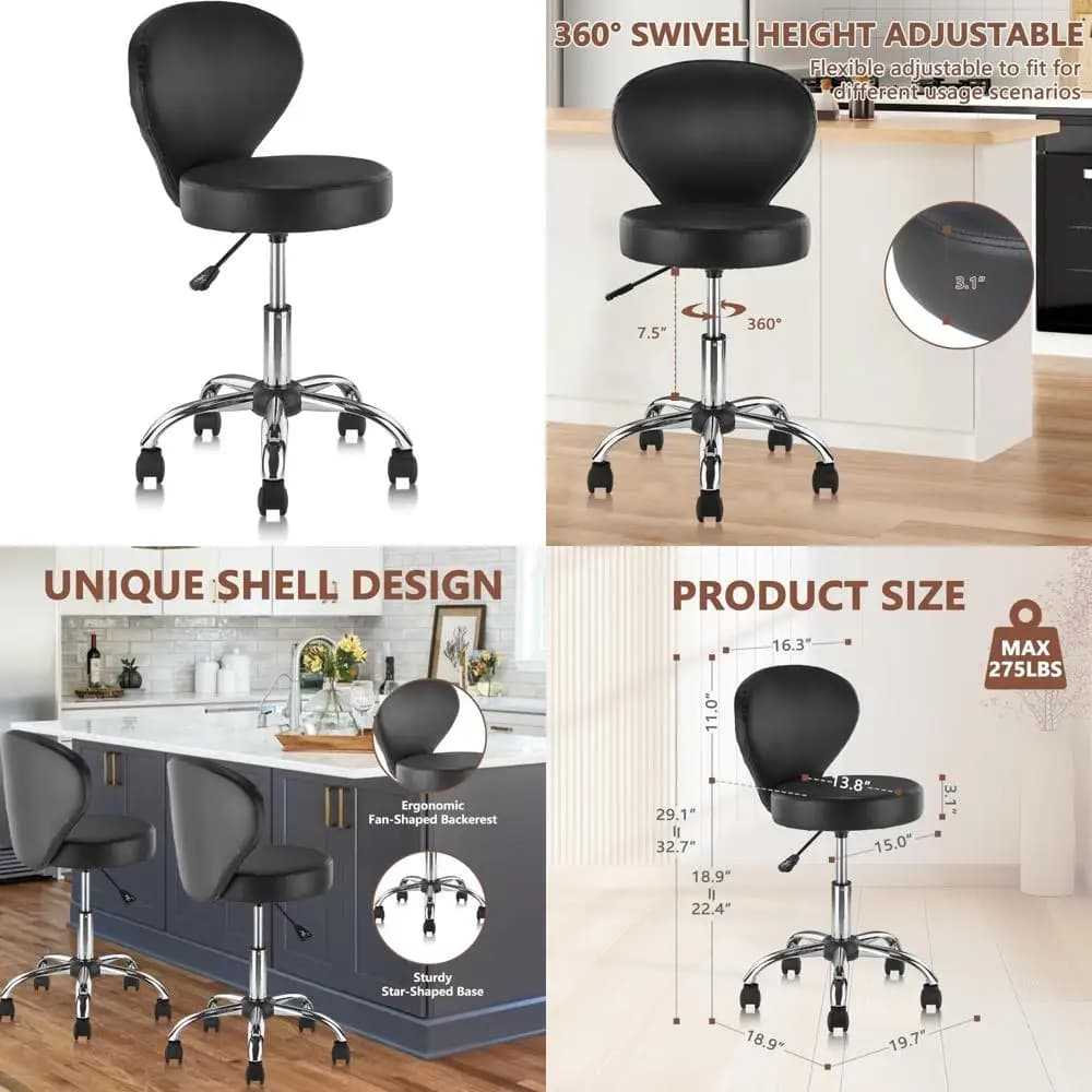Sgabello girevole multiuso con schienale, sedia da scrivania ergonomica da ufficio, sedile imbottito spesso per uso bar domestico