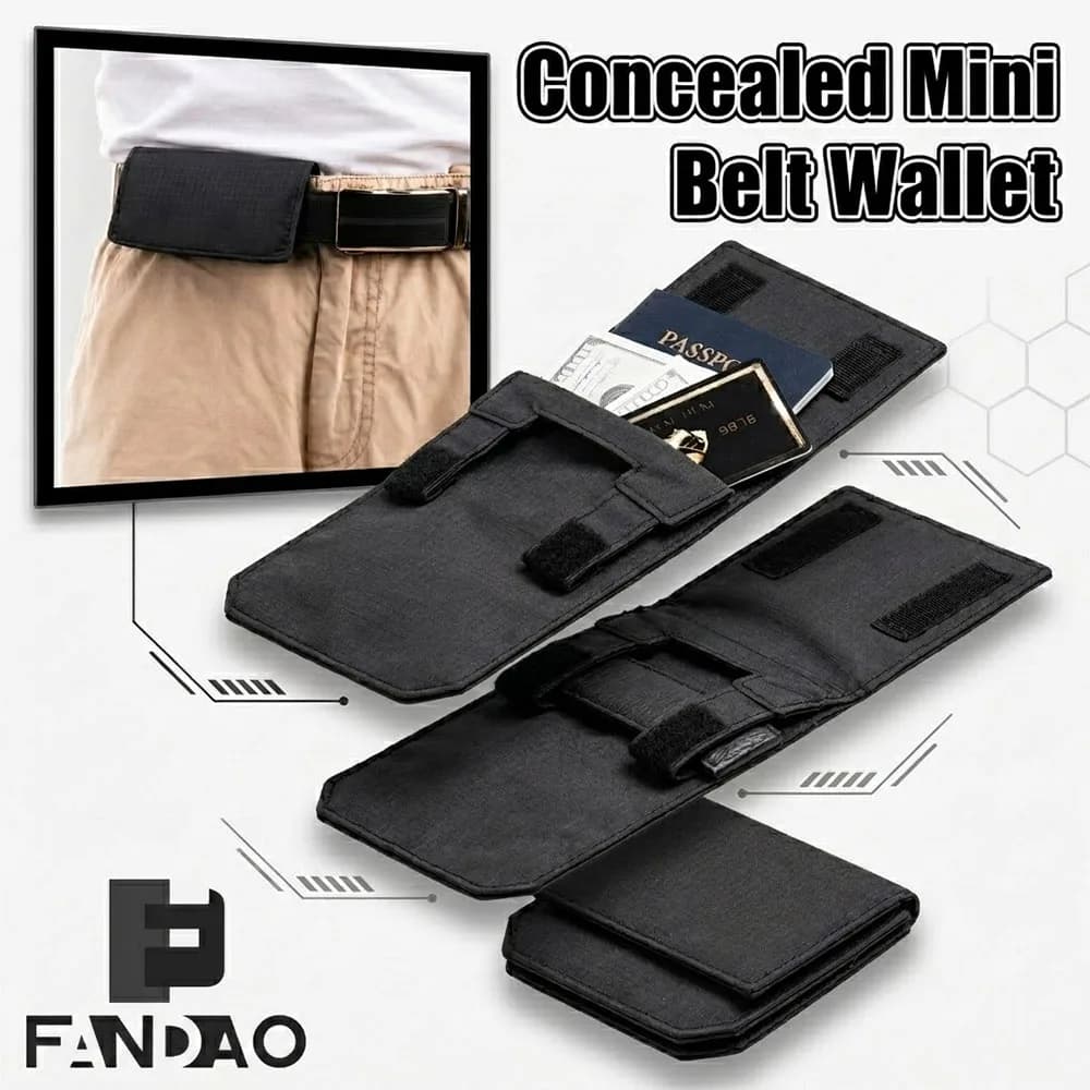 Concealed Mini Belt Wallet Multifunctional EDC Organizer Pouch Waterproof Passport Cash Card ID Holder for Travel Camping Hiking