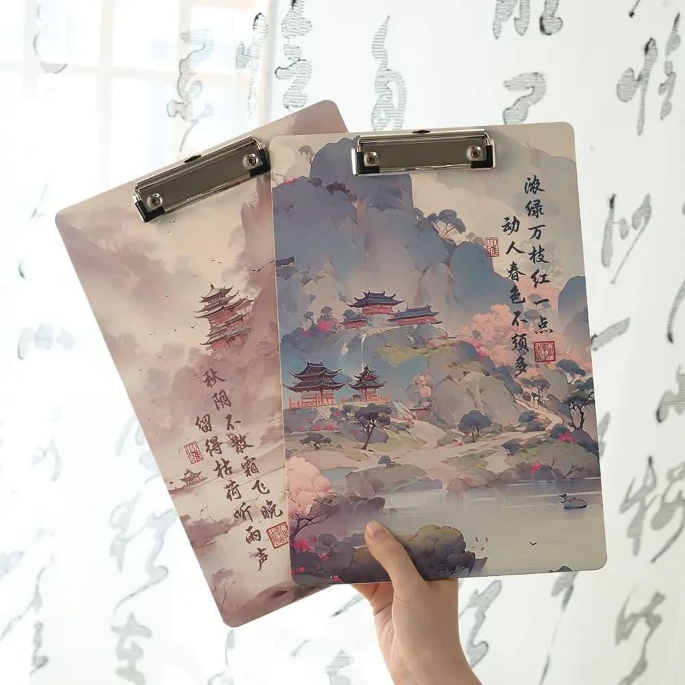 Chinese Style Clipboard Document Holders Memo Clip Writing Pad Paper Storage Ancient A4 File Folder School Supplies