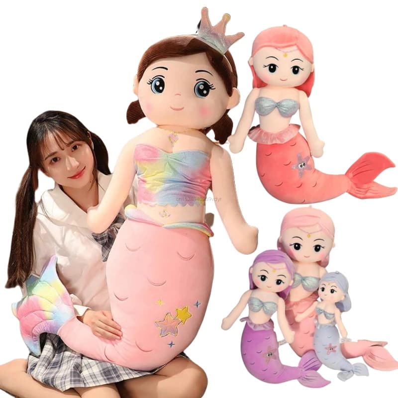 100 cm Cartoon Multi Size Kawaii Sirena giocattoli di peluche Morbido cuscino animale farcito Bambole principessa Bambini Ragazze Regali di compleanno