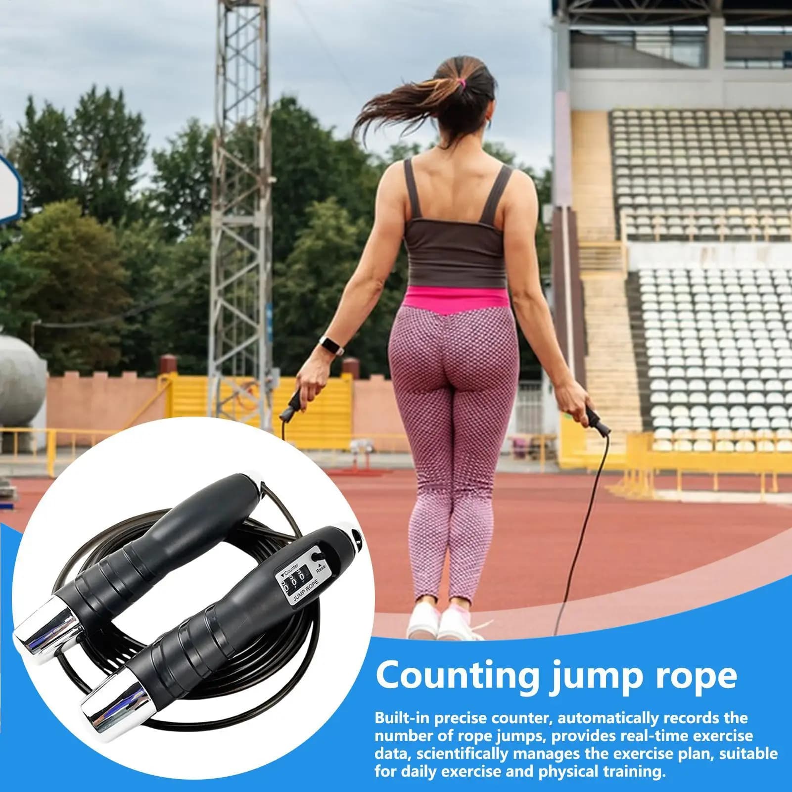 Jumping Cord Counting for Fitness Equipment Adjustable Exercise Equipment Fitness Equipment for Men Women Children Burn calorie speed