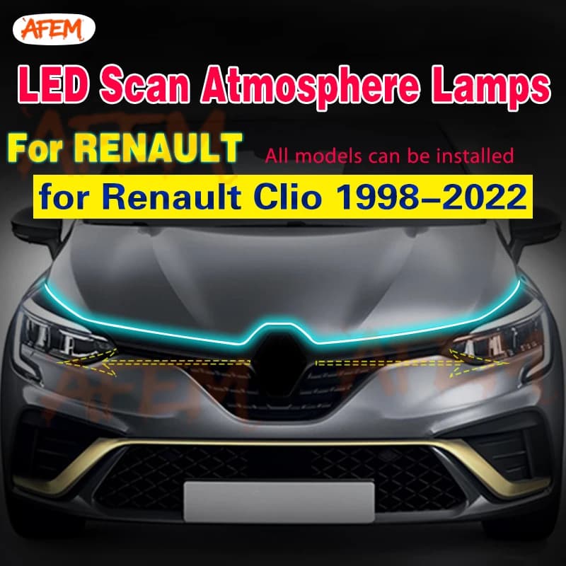 For Renault Clio 1998-2022 Daytime Running Light LED Fog Light Fog Lamp 12V With Start Scan Decorative Ambient Lamp Light Strip