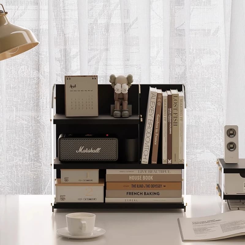 Libreria moderna semplice Organizzatore da tavolo multistrato Scaffale da ufficio Sistema di scaffali da scrivania salvaspazio per l'home office