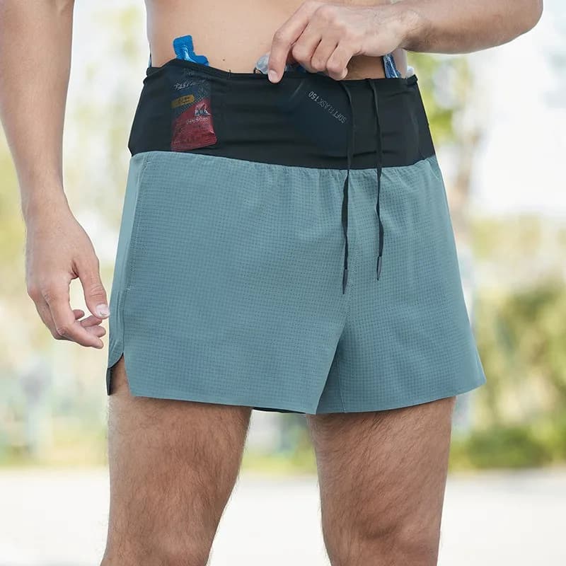 Pantaloncini da corsa 2-in-1 da uomo ad asciugatura rapida S-XXL Nero/Grigio con fodera traspirante – Perfetti per maratona, palestra e trail running