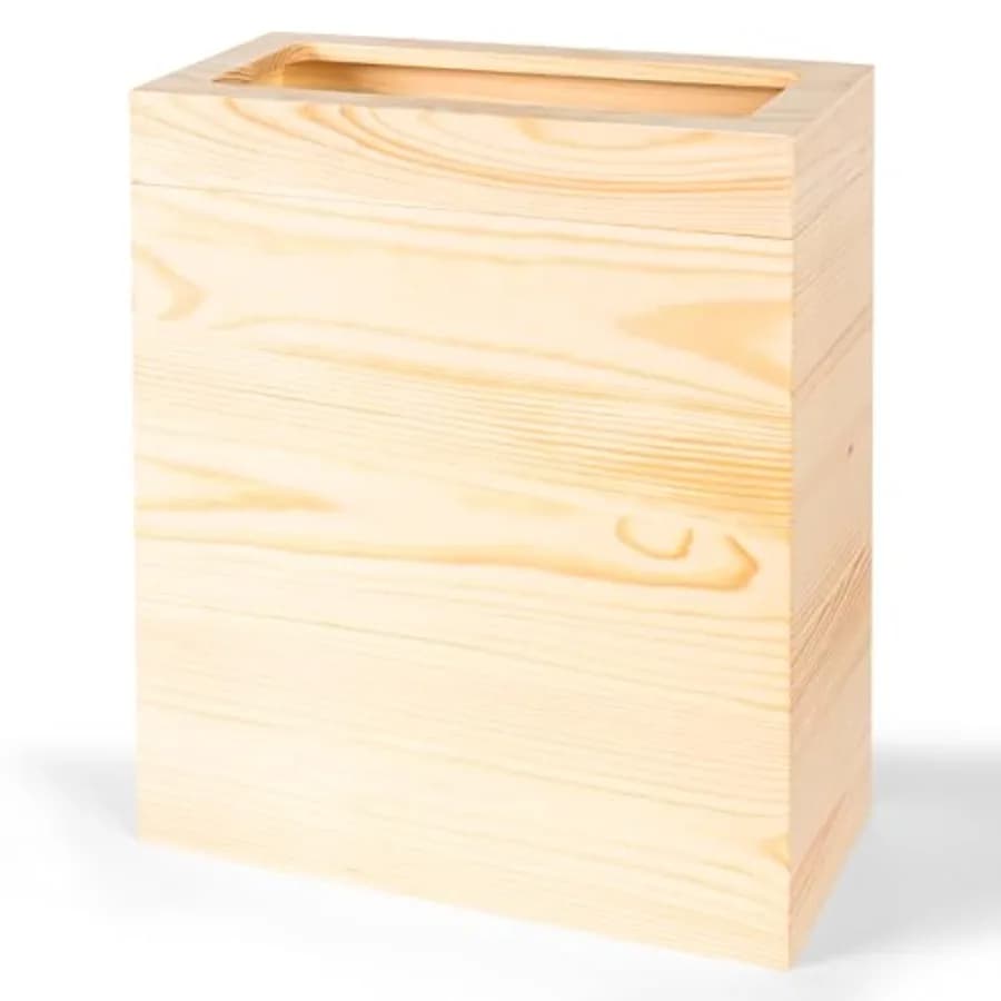 2.3 Gallons Rectangular Wooden Trash Can Trash Can with Bin Liners Decorative Waste Basket Recycling Bin for Bathroom Natural W