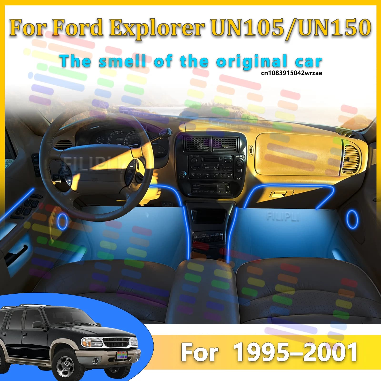 Luci Ambientali LED per Ford Explorer UN105 UN150, Illuminazione Atmosferica Colorata, Striscia Neon per Interni Auto, Controllo App, 64 Luci RGB