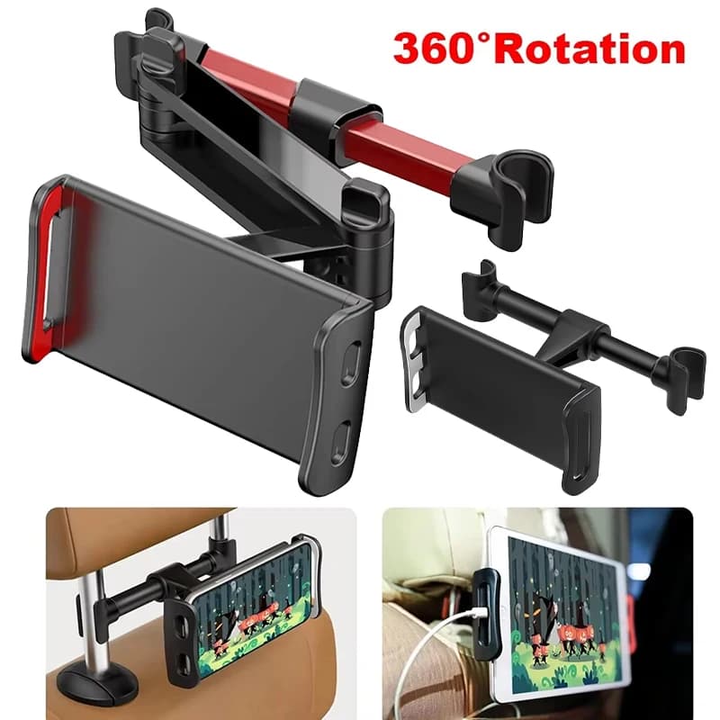 Telescopic Support for Car Tablet Support for Rear Seat Headrest for iPad Air Mini Pro 41 inch Support for Phone Clamp with Back cushion with 360° Rotating